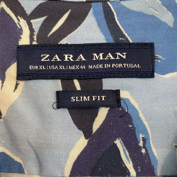 Zara light blue, button up floral - Picture 3 of 3